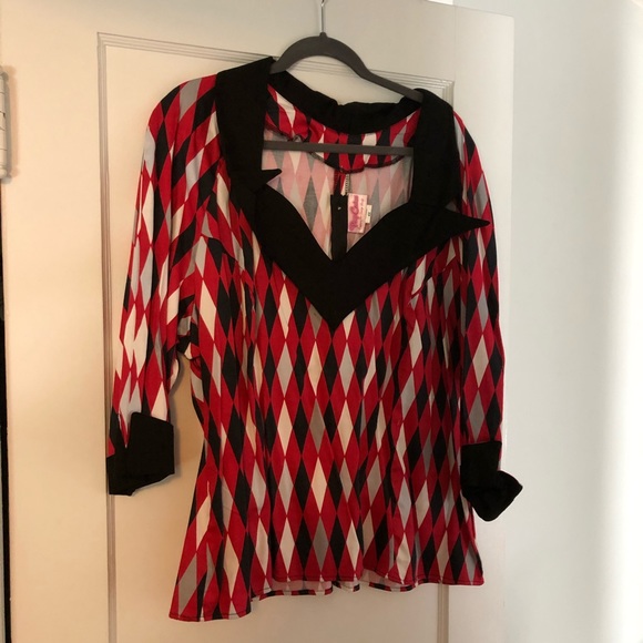 Pinup Couture Doris Top in Bad Girl Harequin - Picture 3 of 4